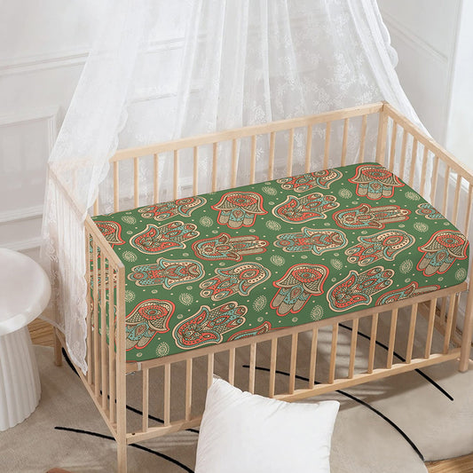 Indian Hamsa Pattern Print Baby Crib Sheet