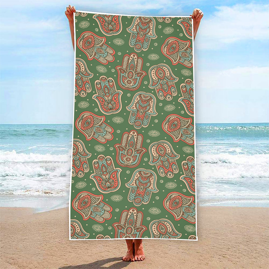 Indian Hamsa Pattern Print Beach Towel
