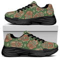 Indian Hamsa Pattern Print Black Chunky Shoes