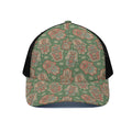 Indian Hamsa Pattern Print Black Mesh Trucker Hat