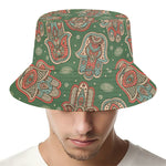 Indian Hamsa Pattern Print Bucket Hat