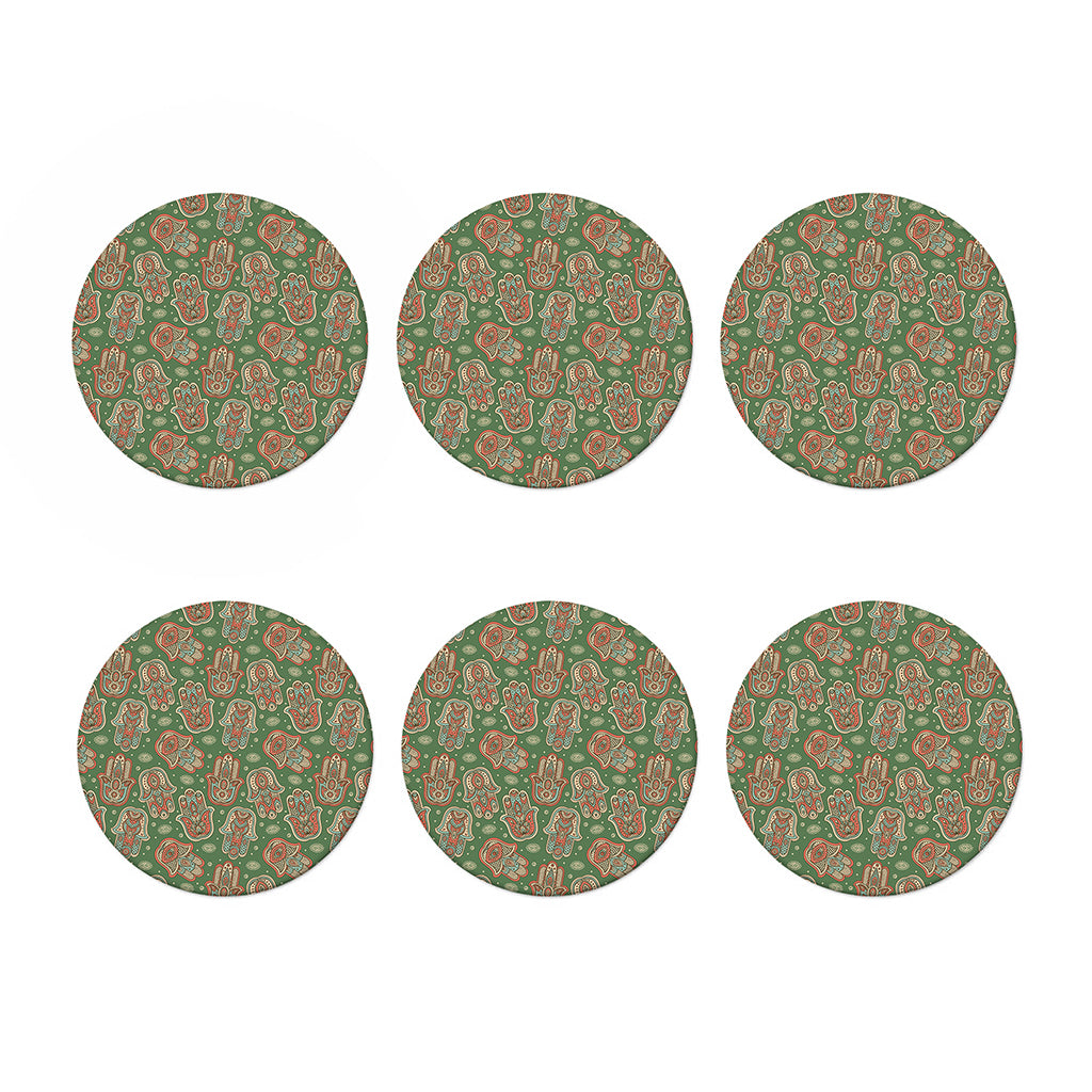 Indian Hamsa Pattern Print Coaster Set