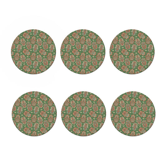 Indian Hamsa Pattern Print Coaster Set