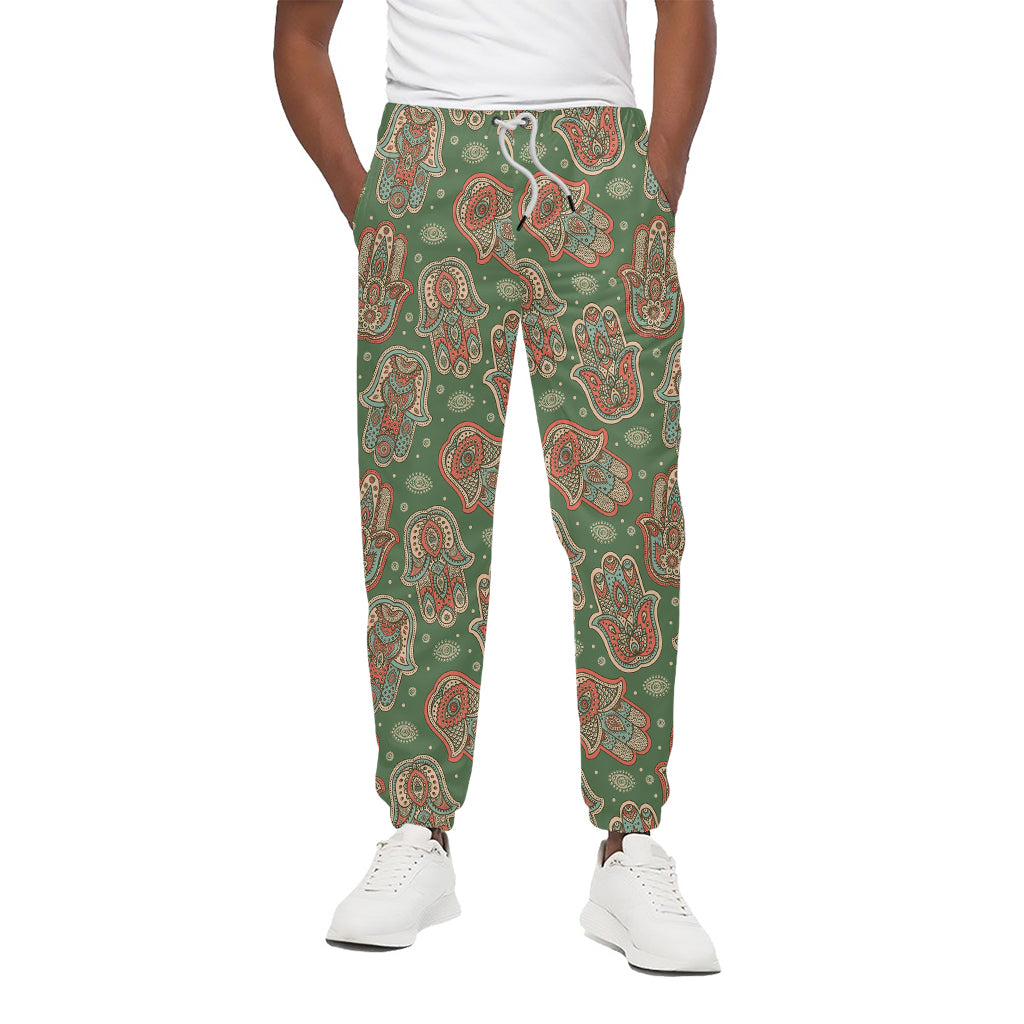 Indian Hamsa Pattern Print Cotton Pants