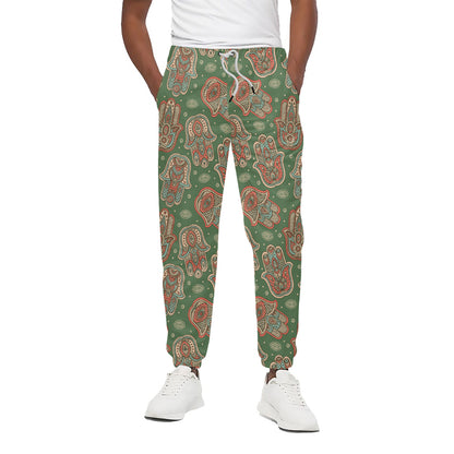Indian Hamsa Pattern Print Cotton Pants