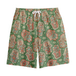 Indian Hamsa Pattern Print Cotton Shorts