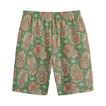 Indian Hamsa Pattern Print Cotton Shorts