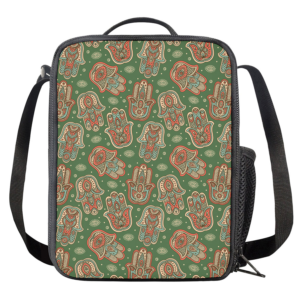 Indian Hamsa Pattern Print Crossbody Lunch Bag