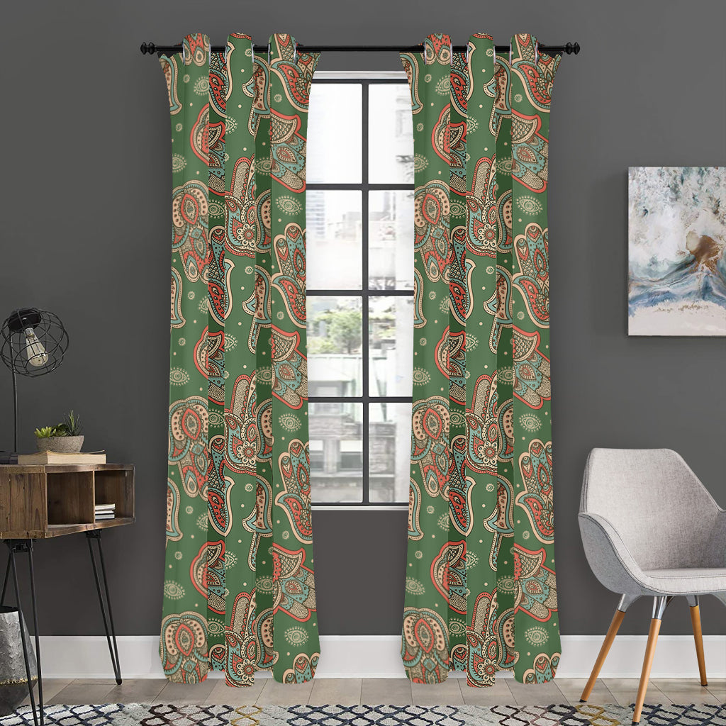 Indian Hamsa Pattern Print Curtain