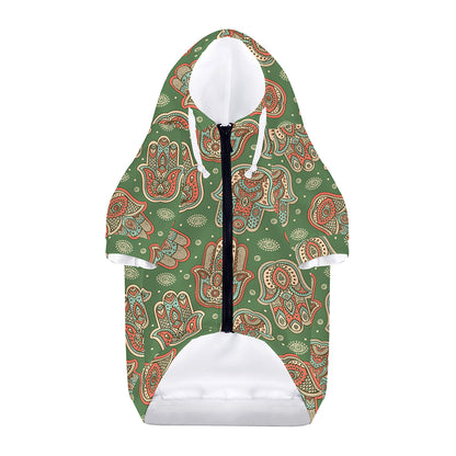 Indian Hamsa Pattern Print Dog Zip Up Hoodie