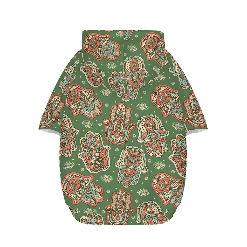 Indian Hamsa Pattern Print Dog Zip Up Hoodie