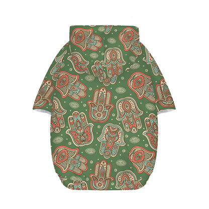 Indian Hamsa Pattern Print Dog Zip Up Hoodie