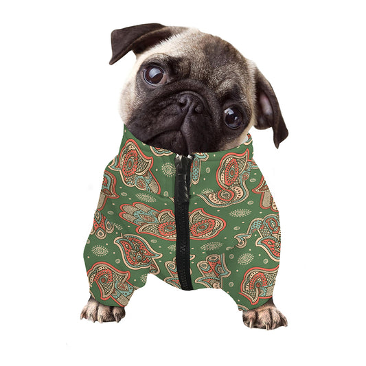Indian Hamsa Pattern Print Dog Zip Up Jacket