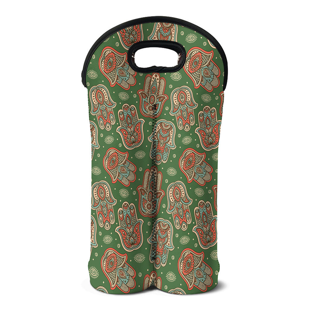 Indian Hamsa Pattern Print Double Neoprene Wine Tote