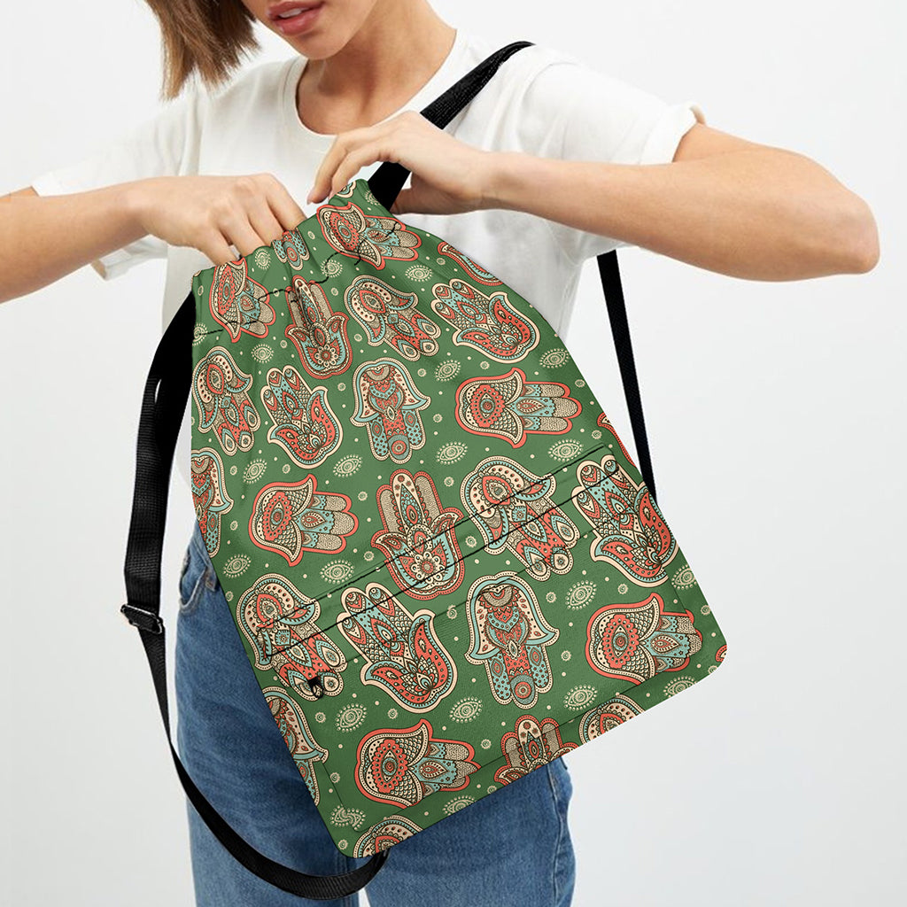 Indian Hamsa Pattern Print Drawstring Backpack