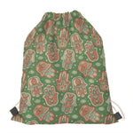 Indian Hamsa Pattern Print Drawstring Bag