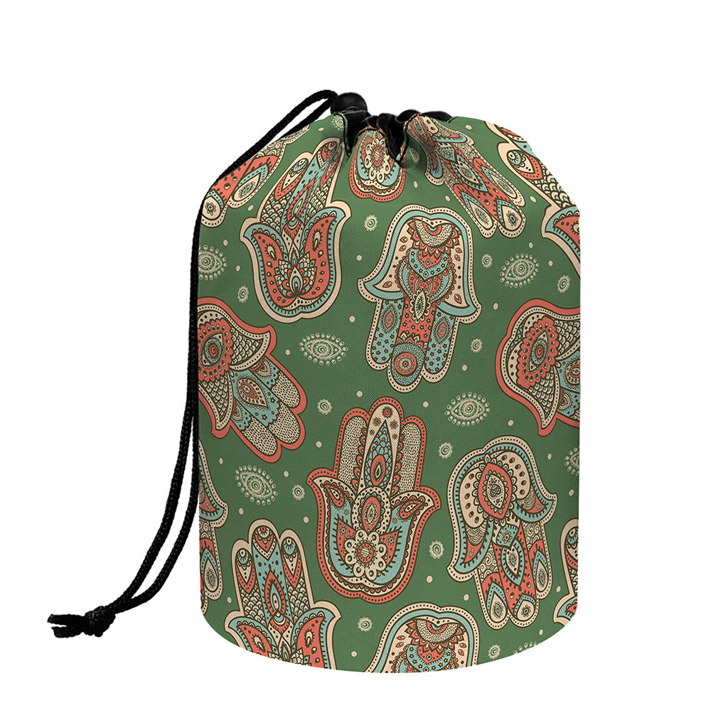 Indian Hamsa Pattern Print Drawstring Makeup Bag