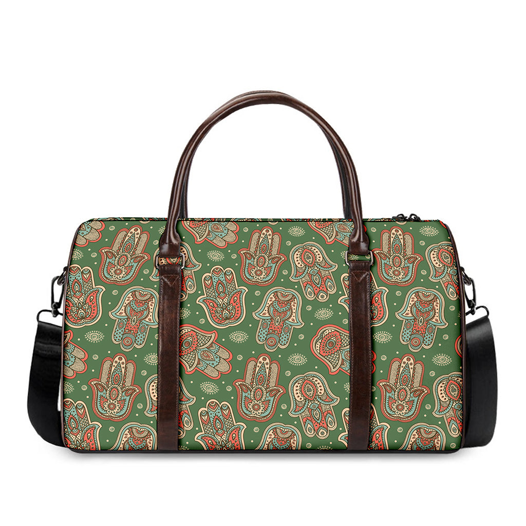 Indian Hamsa Pattern Print Duffle Bag
