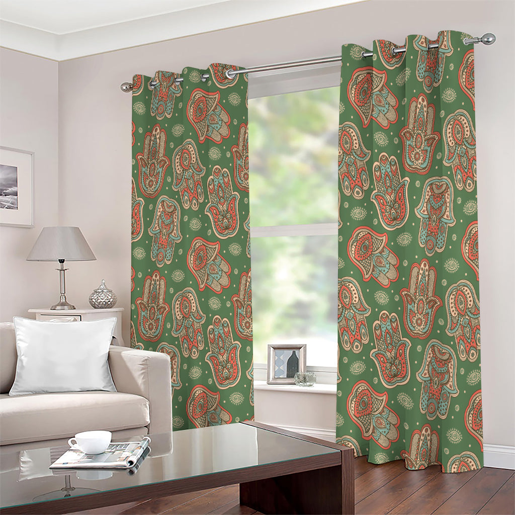 Indian Hamsa Pattern Print Extra Wide Grommet Curtains