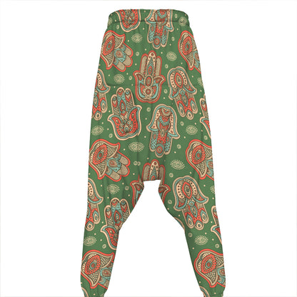 Indian Hamsa Pattern Print Hammer Pants