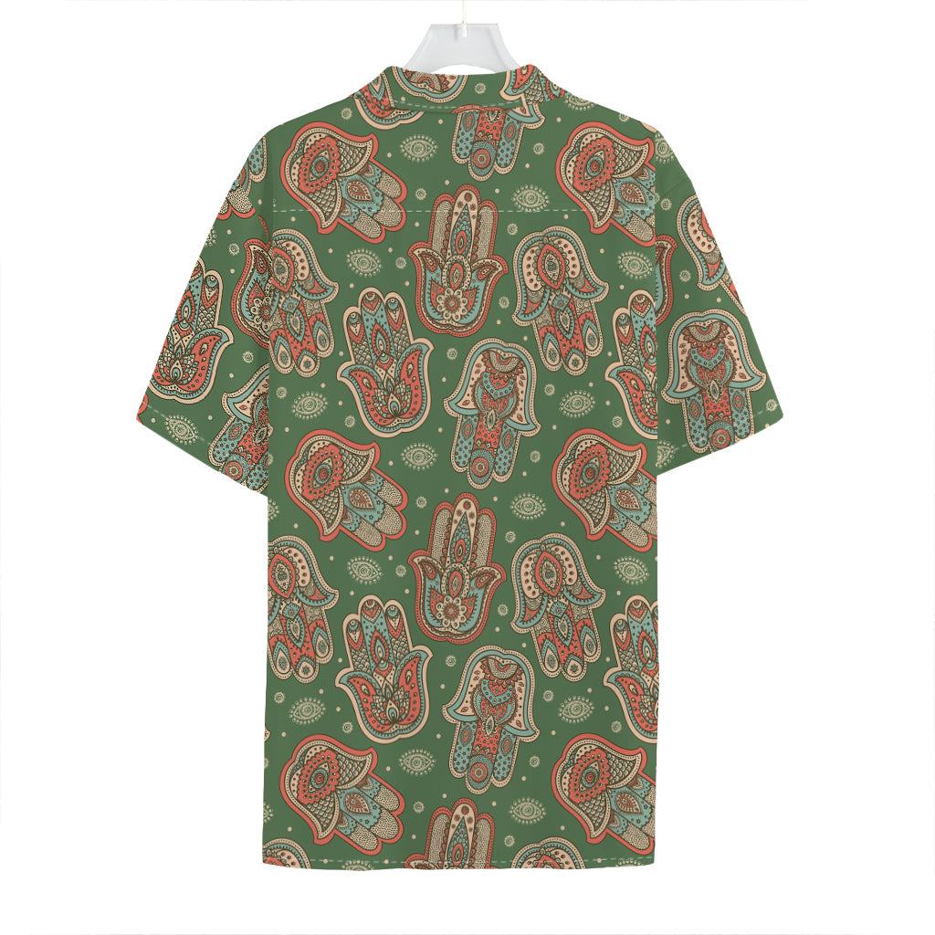 Indian Hamsa Pattern Print Hawaiian Shirt