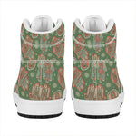 Indian Hamsa Pattern Print High Top Leather Sneakers