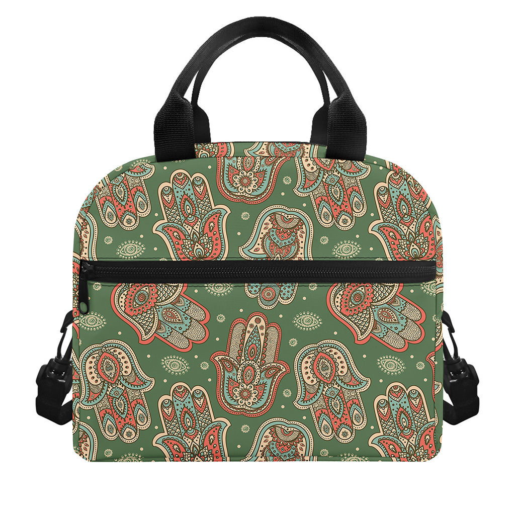 Indian Hamsa Pattern Print Insulated Lunch Bag