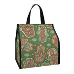 Indian Hamsa Pattern Print Insulated Lunch Tote