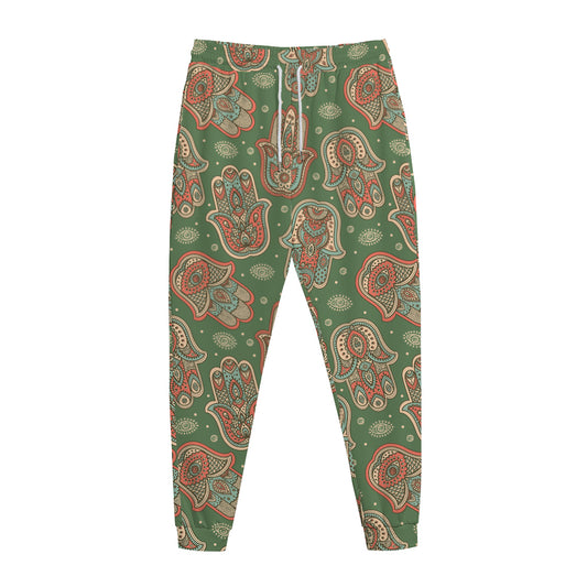 Indian Hamsa Pattern Print Jogger Pants