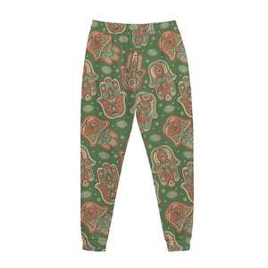 Indian Hamsa Pattern Print Jogger Pants