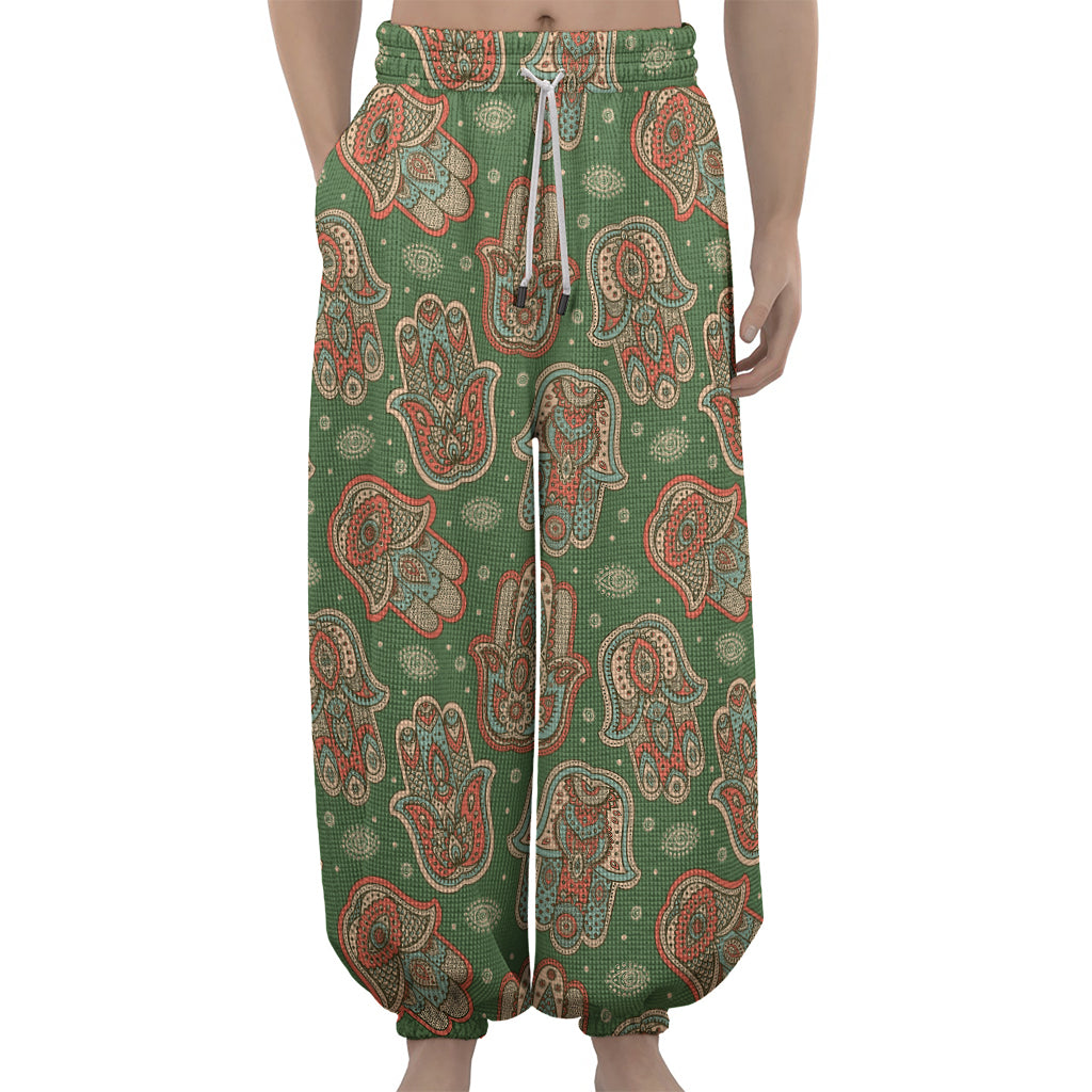 Indian Hamsa Pattern Print Lantern Pants