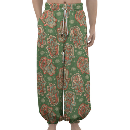 Indian Hamsa Pattern Print Lantern Pants