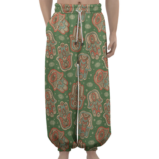 Indian Hamsa Pattern Print Lantern Pants