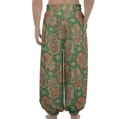 Indian Hamsa Pattern Print Lantern Pants