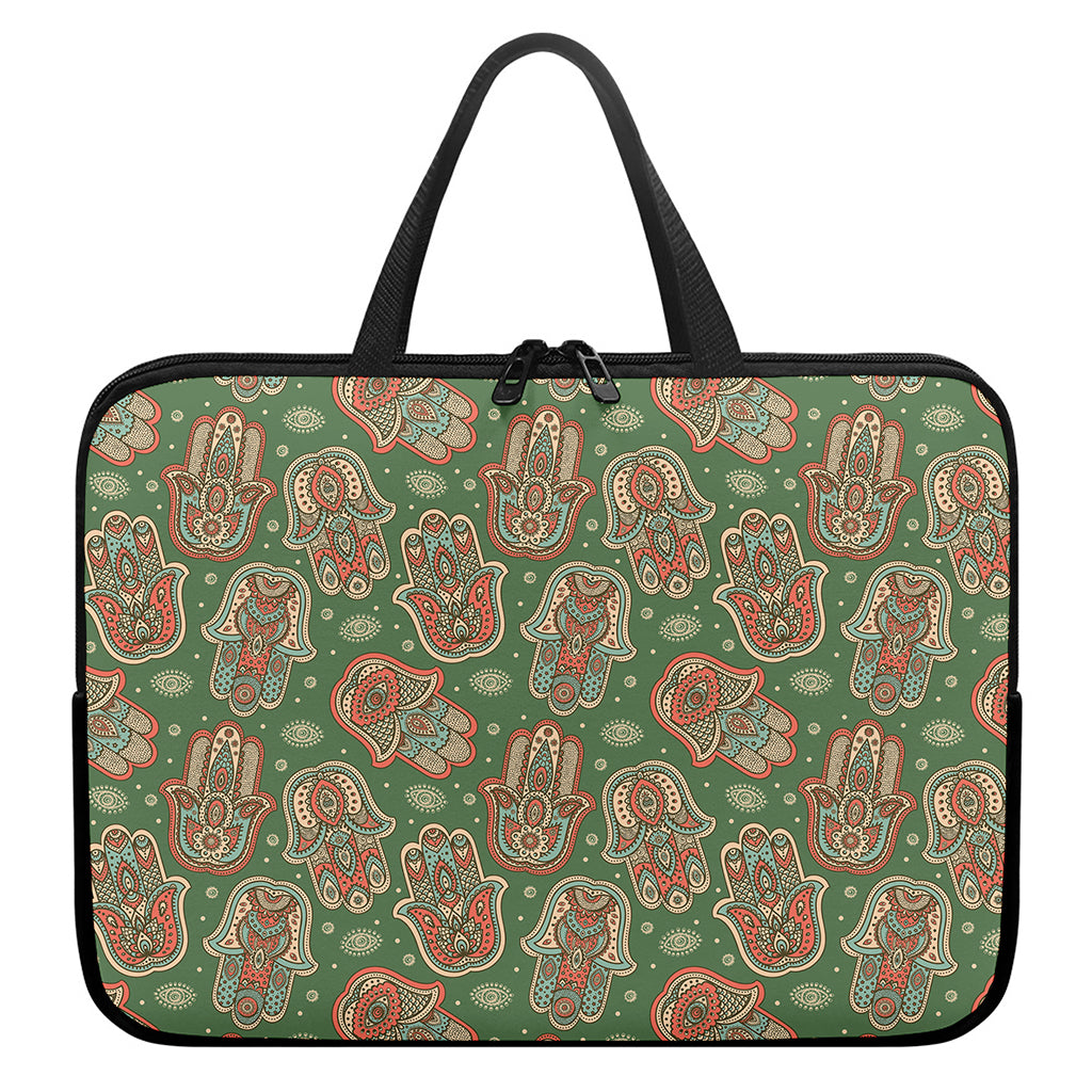 Indian Hamsa Pattern Print Laptop Sleeve With Handle