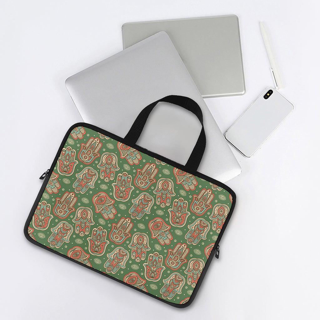 Indian Hamsa Pattern Print Laptop Sleeve With Handle