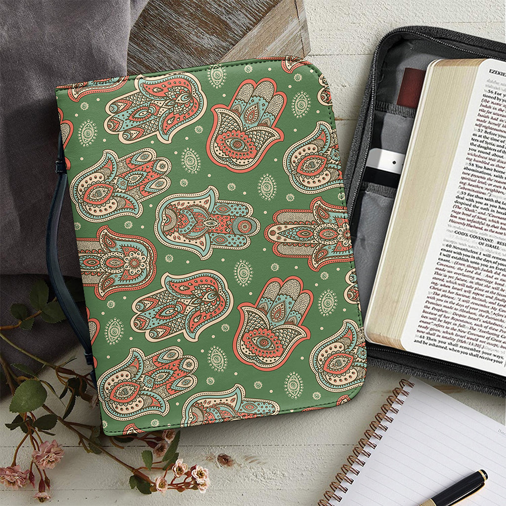 Indian Hamsa Pattern Print Leather Bible Cover