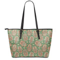 Indian Hamsa Pattern Print Leather Tote Bag With Zipper