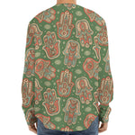 Indian Hamsa Pattern Print Long Sleeve Baseball Jersey