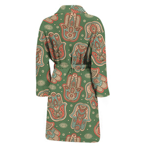 Indian Hamsa Pattern Print Men's Bathrobe