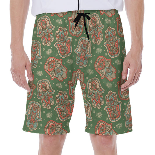 Indian Hamsa Pattern Print Men's Beach Shorts