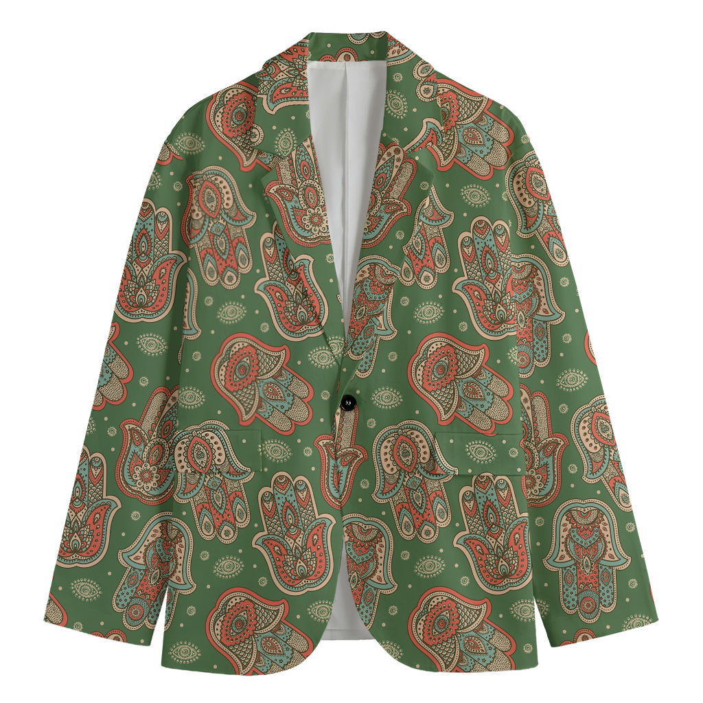 Indian Hamsa Pattern Print Men's Blazer