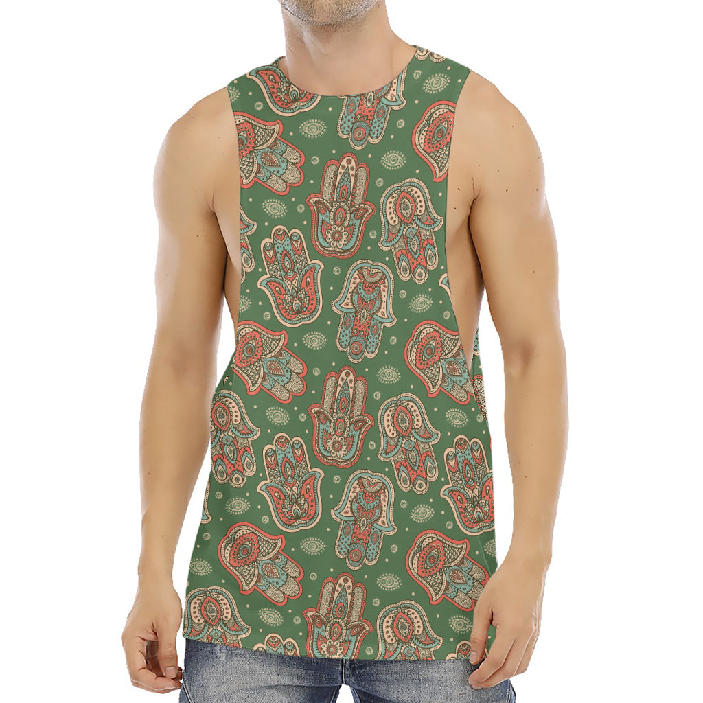 Indian Hamsa Pattern Print Men's Muscle Tank Top