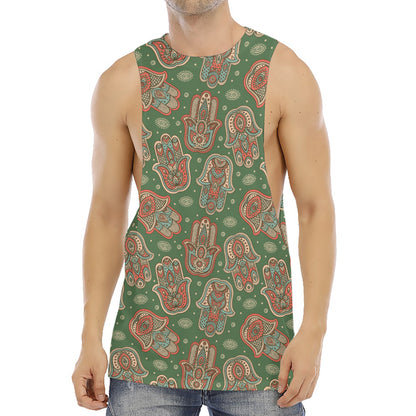 Indian Hamsa Pattern Print Men's Muscle Tank Top