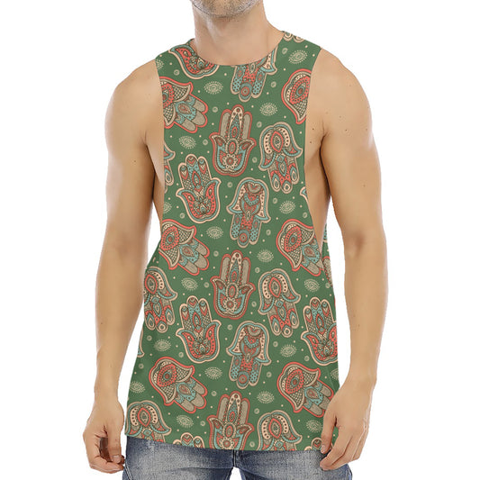 Indian Hamsa Pattern Print Men's Muscle Tank Top