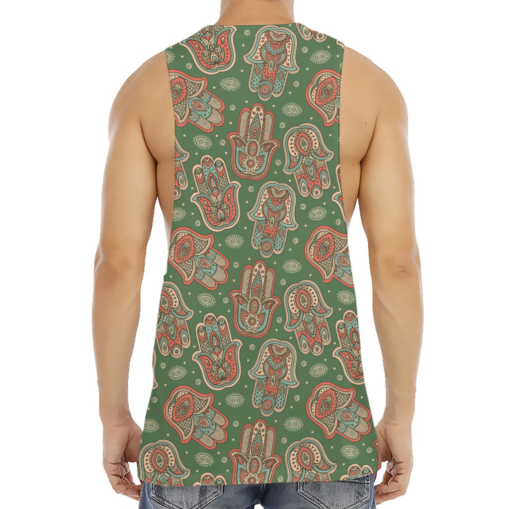Indian Hamsa Pattern Print Men's Muscle Tank Top