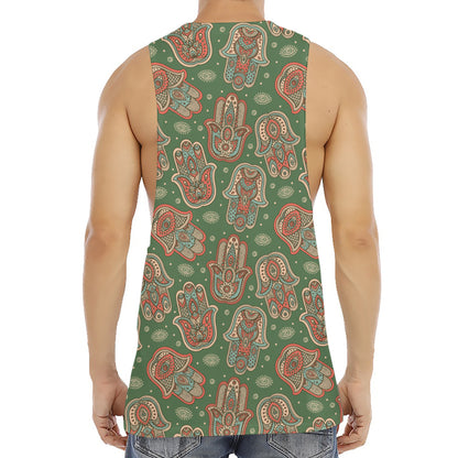 Indian Hamsa Pattern Print Men's Muscle Tank Top