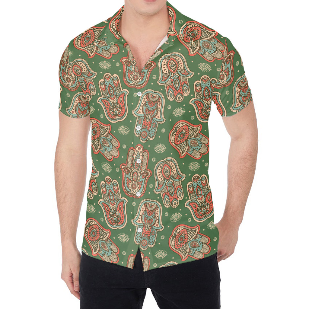 Indian Hamsa Pattern Print Men's Shirt