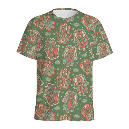 Indian Hamsa Pattern Print Men's Sports T-Shirt