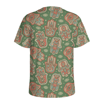 Indian Hamsa Pattern Print Men's Sports T-Shirt